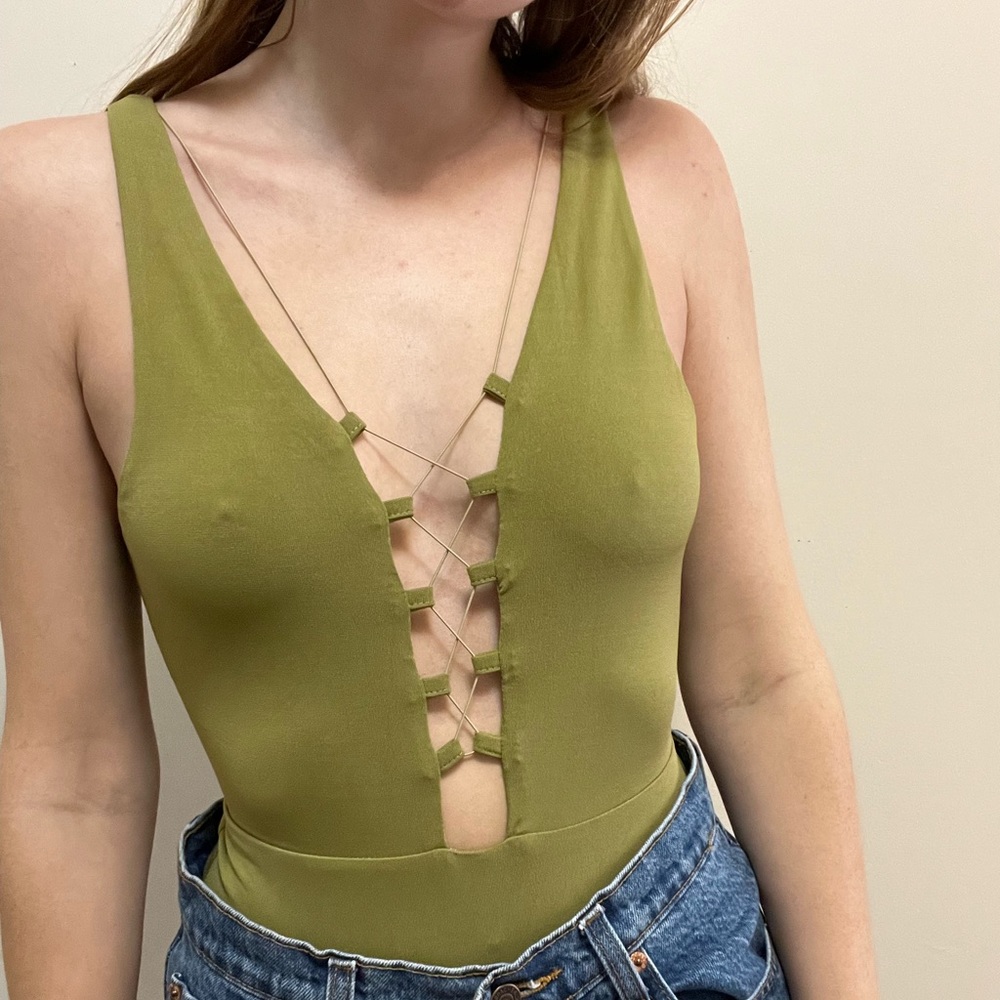 Super cute olive green body suit! NWT